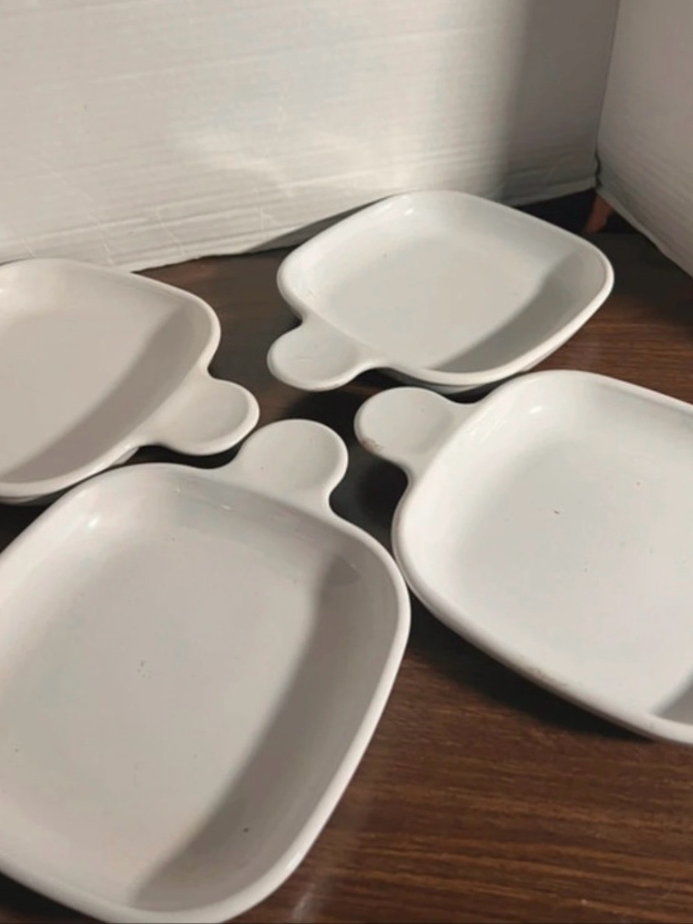 Corningware White Ceramic Tap Handle Plates - Set of 4